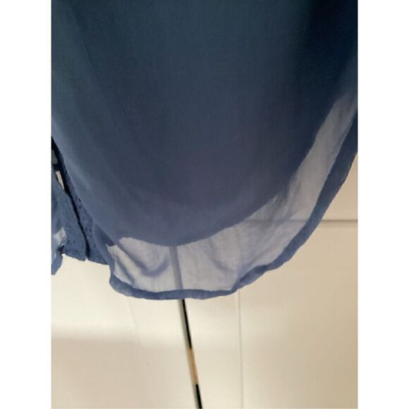 Sundance Mellow Days Silk Chiffon Blouse Top Sz XS Button Up V Neck Blue - Picture 4 of 9